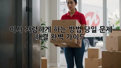 이사 저렴하게 하는 방법: 당일 문제 해결 완벽 가이드